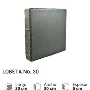 Bloque de cemento loseta 30x30x6 lisa